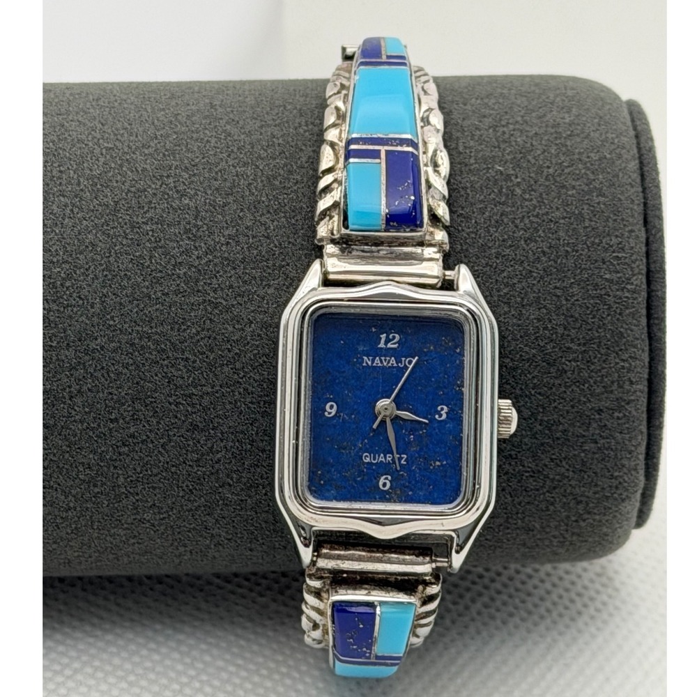 Navajo,โ turquoise Watch , Sodalite/Lapis inlay